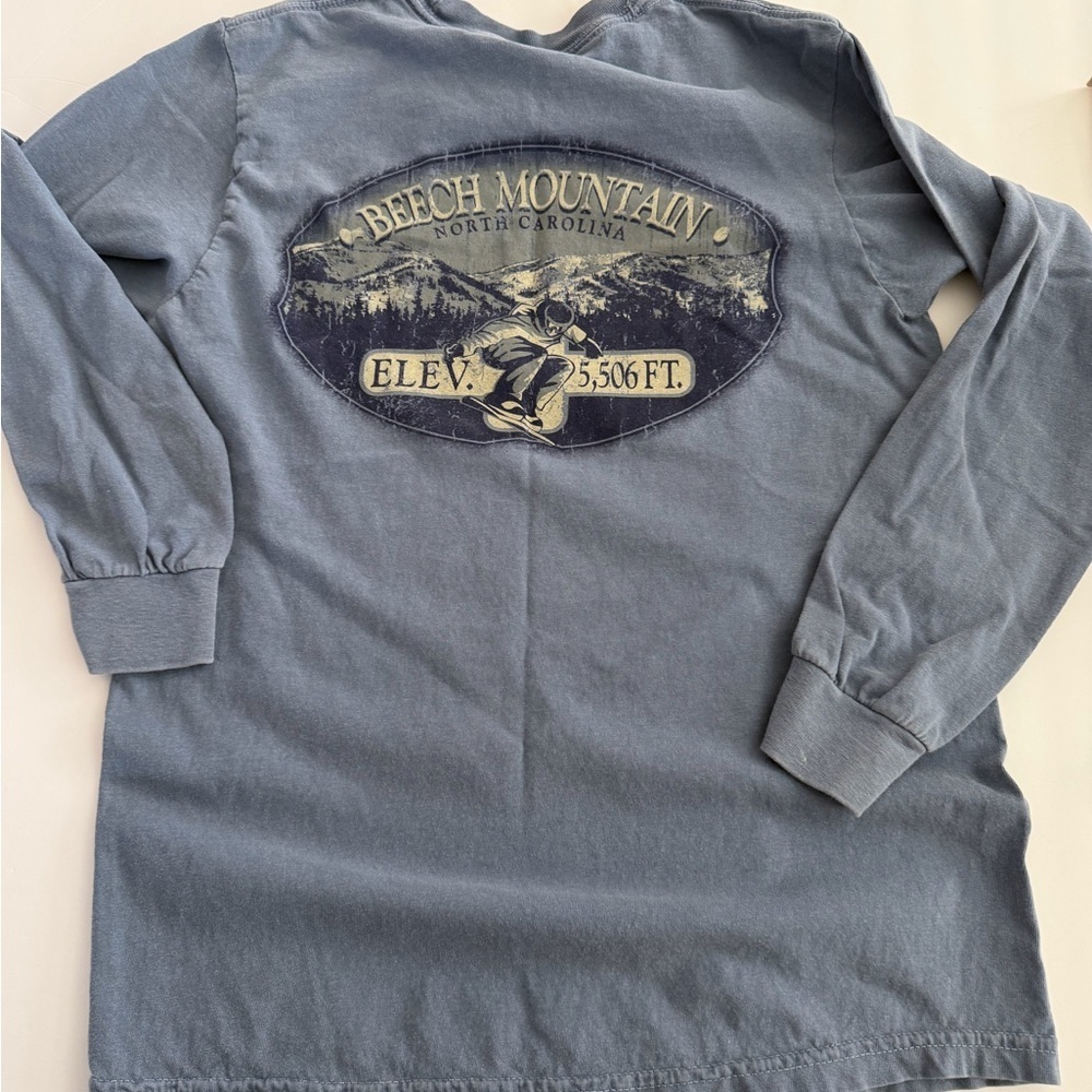 Comfort Colors Long Sleeve Shirt Slate Blue North Carolina Ski logo S Unisex
